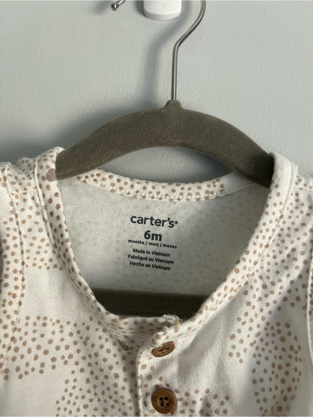 Carter's Cream Romper with Bunny Rabbit Print - Picture 2 of 4